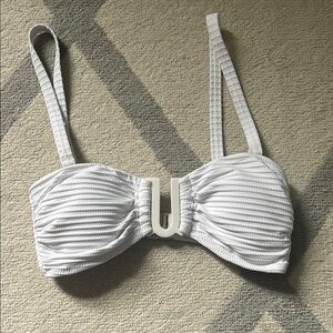 White Ribbed bathing suit top